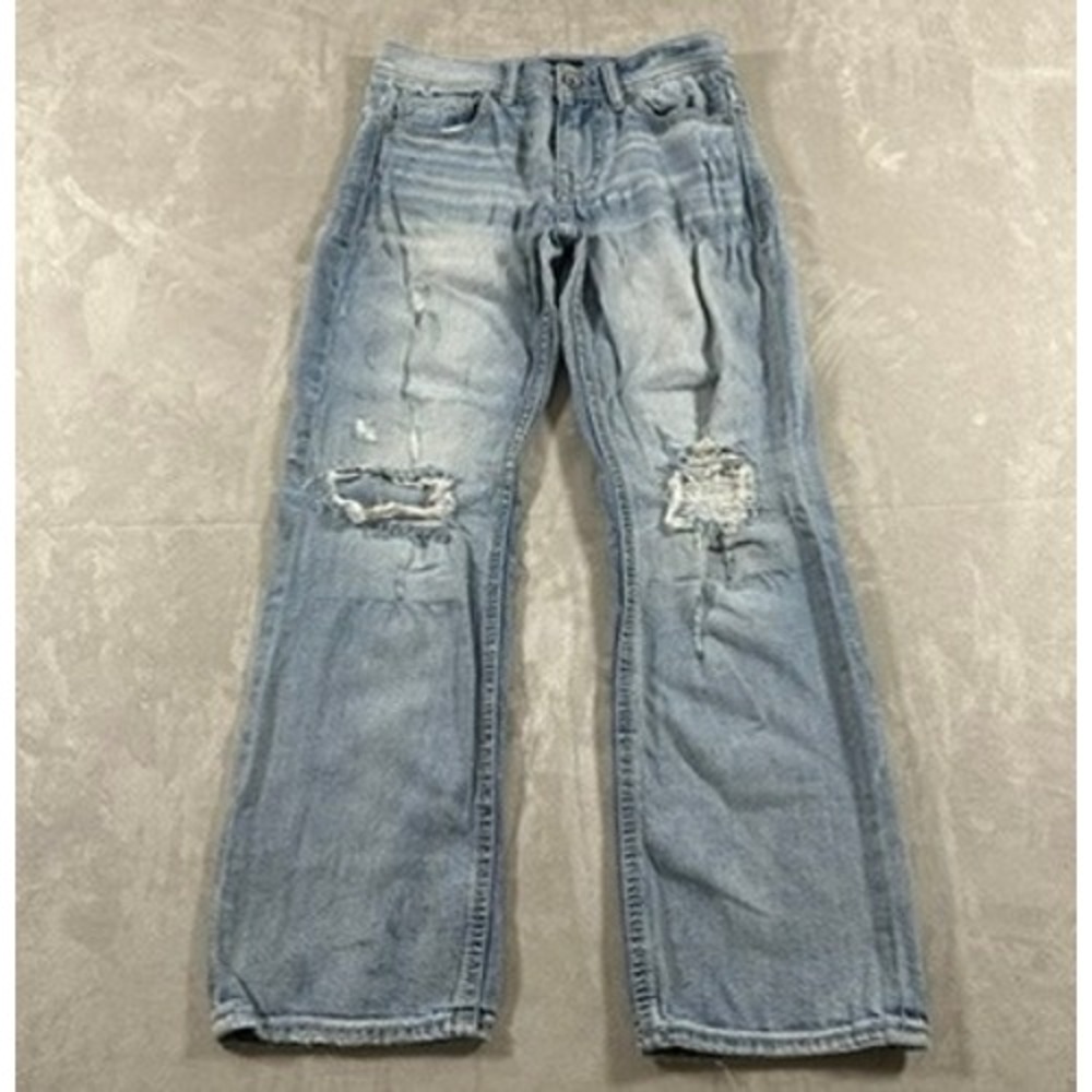 BKE Aiden Straight Leg Jeans Mens Bootcut Distressed 29x30 Light Wash Blue